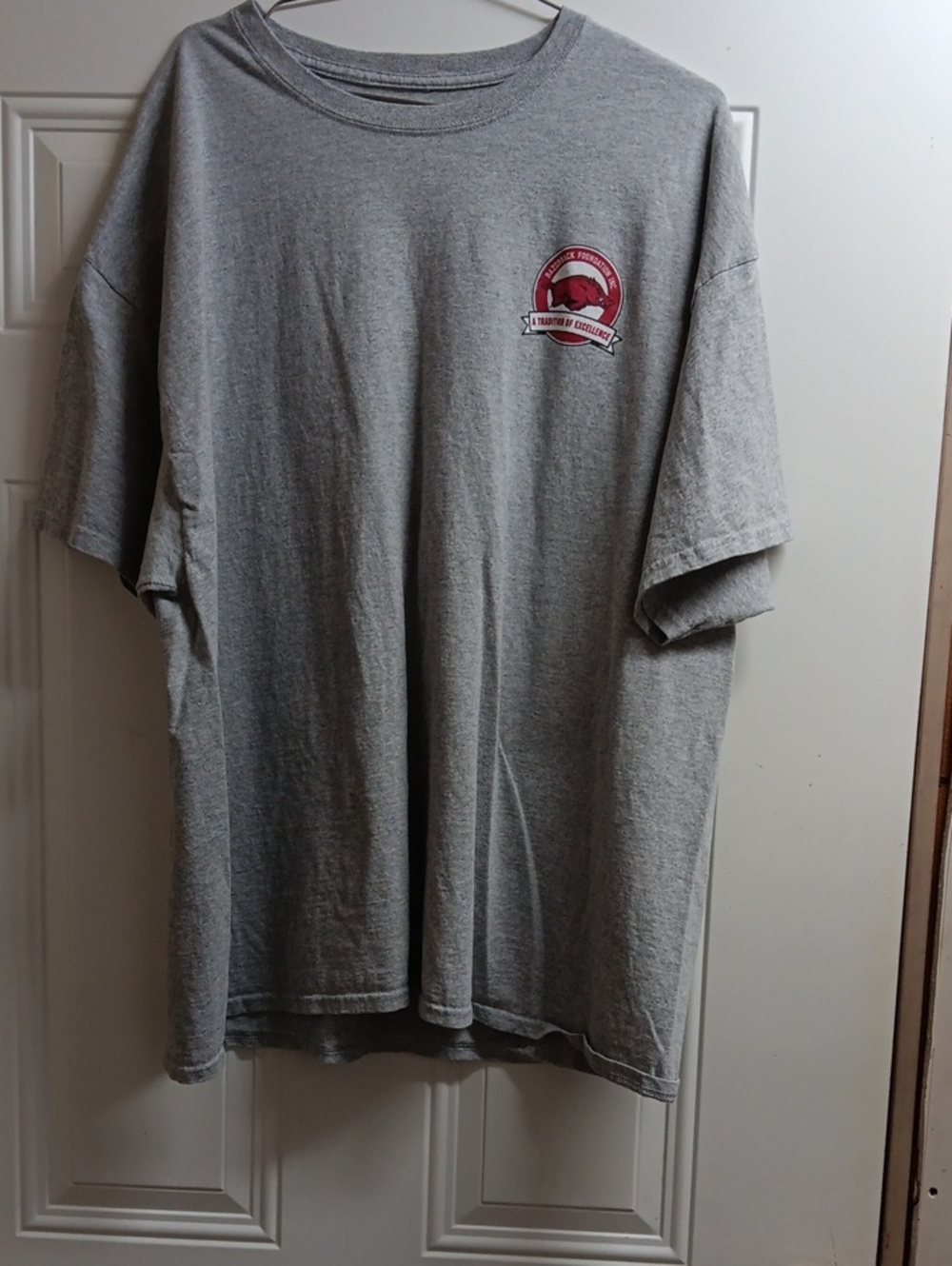 Men's Gray Short Sleeve Tee with Red Chest Logo